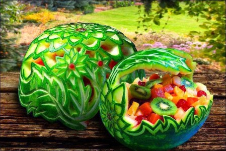 carved watermelon salad